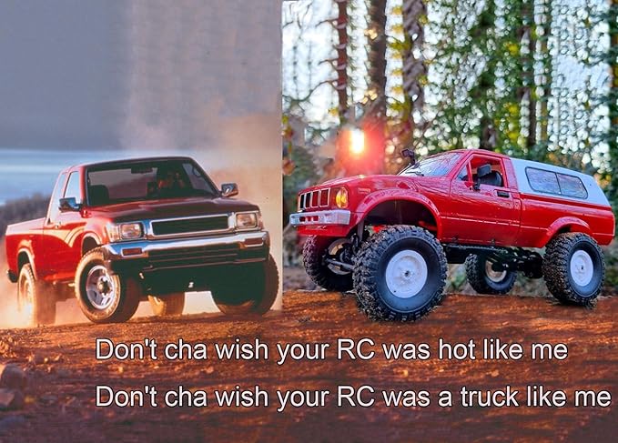 RC Truck WPL C24 RC Crawler 1/16 Scale 4x4 RC Rock Crawler All Terrain Off Road Pickup Truck RTR Remote Control LED Proportional Throttle Steering Hobby Toy for Adult