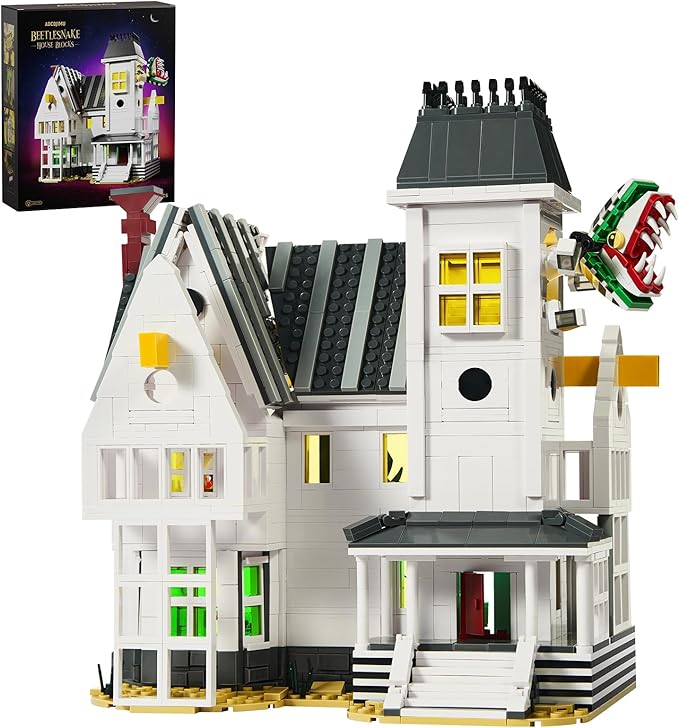 Horror Movie Beetle House Halloween Building Blocks Set Betelgeuse Sandworm Monster Lydia Deetz Toys Compatible with Lego Creative Birthday Decor Gift for Film Fans 18+ Adult (1851pcs)
