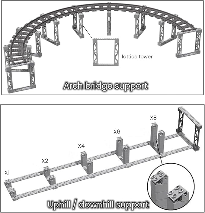 Finger Rock City Train Tracks Building Block Set 212 Pcs Flexible Rails Train Track Railroad Expansion Accessory Set Uphill and Downhill Straight Curved Tracks