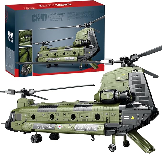 CH-47 Chinook Helicopter Model Toy Building Block Military Transport Airplane Toy Kit for Teenagers and Adults(1451 Pieces)