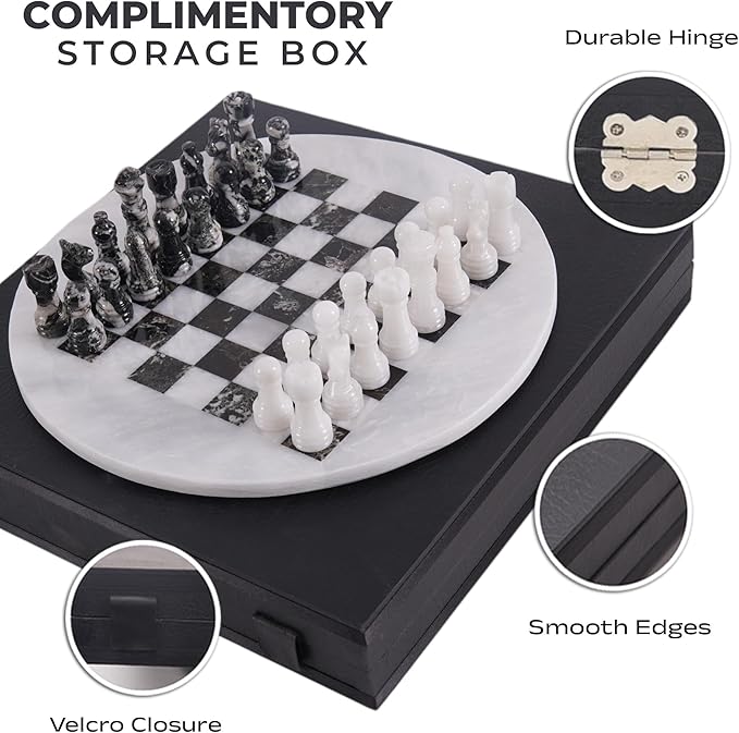 Marble Chess Set for Adults with Complementary Storage Box 15 White &amp Black Handmade Chess Board Game Luxury Board Games for Adults with Extra Queens