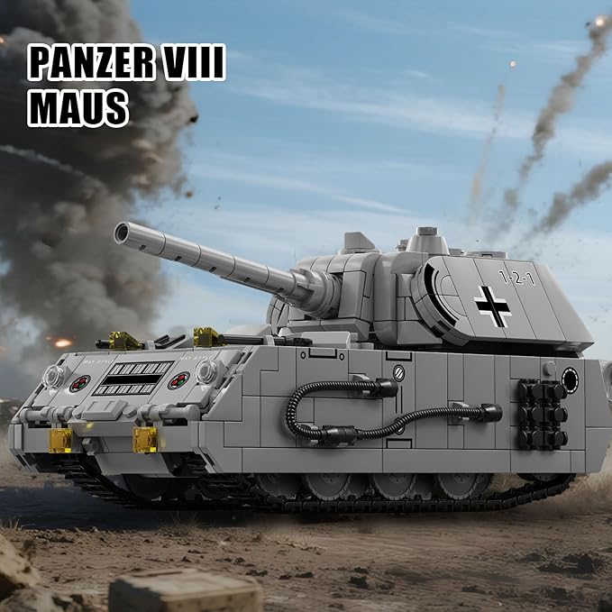 Panzer VIII Maus Building Set for Adults-Compatible with Lego Military Tank Collectible Army Model Gift Ideal for Military Enthusiasts (802 PCS)