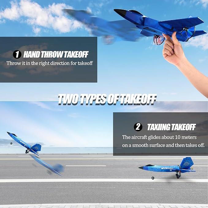 RC Gravity Glider AirplaneRemote Control Airplane for Teen Over 14 Years of Age with Batteries2 CH Foam RC Plane Toys-Blue
