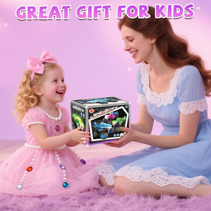 Remote Control Car 2.4Ghz Unicorn Rc Monster Truck for Girls Rchargeable Rc Truck with Lights &amp Music 360° Rotating Stunts RC Cars Toys Birthday Easter Gifts for Kids 3-5 6 7 8-12