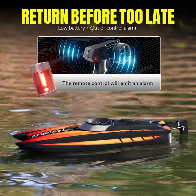 volantexrc Remote Control Boats for Pools and Lakes 30+MPH AtomicXS High Speed RC Boat for Adults Gifts with 2 Batteries &amp Reverse Function (795-5 Orange)