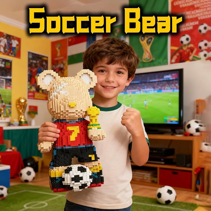 Teddy Soccer World Cup Bear Micro Building Blocks Set(4500Pieces) Football Bear Building Blocks Gift for Adult 2026