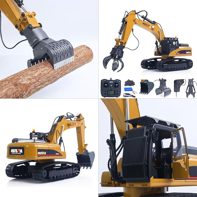TOUCAN RC HOBBY HUINA Upgrade 580 1:14 Metal RC Excavator RC Bagger Model Engineering Vehicle Electric Ball Grabber 360 Rotating Shear Claw Sound Lights