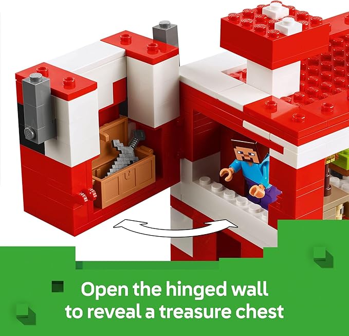 LEGO Minecraft The Mooshroom House Toy Figures and Playset - Building Minecraft Toy for Kids Boys and Girls Ages 8+ - with Steve and Other Figures for Pretend Play - Gift Idea for Birthdays - 21270
