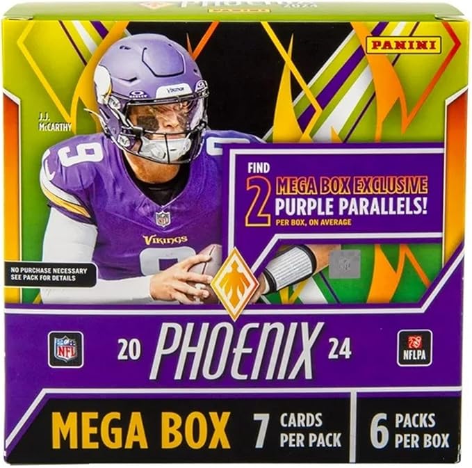 2024-25 Panini Phoenix NFL Football Mega Box – Retail Exclusive 42 Cards Color Blast Parallels Rookie Cards Official Trading Cards