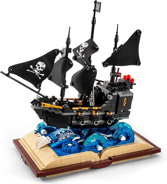 Black Pearl Ship Grimoire Book Building Blocks Toy SetGift for Adults and Kids (919pcs)