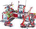 General Jim's Fire Station Multi Emergency Vehicle 774 Piece Modular Building Block Bricks Amazing Colorful 2 Level Fire Station Building Block Bricks Toy with Helipad - for All Building Levels