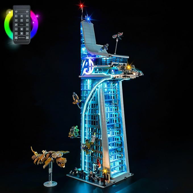 Remote Control Creative LED Light Kit Compatible with Lego Avengers Tower 76269 (Lights Only No Models) Remote Control Light Set Compatible with Lego 76269 Set