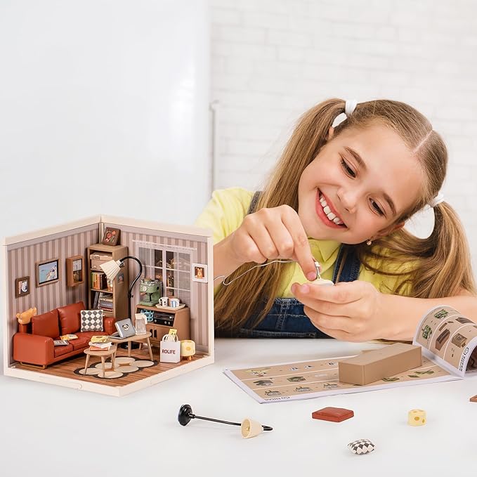Rolife LED Building Blocks for Adults1:24 Toy Building SetsModel Building Kits for Kids Ages 8-12-15DIY Miniature House Kits for AdultsBirthday Gifts Hobbies for Women Men