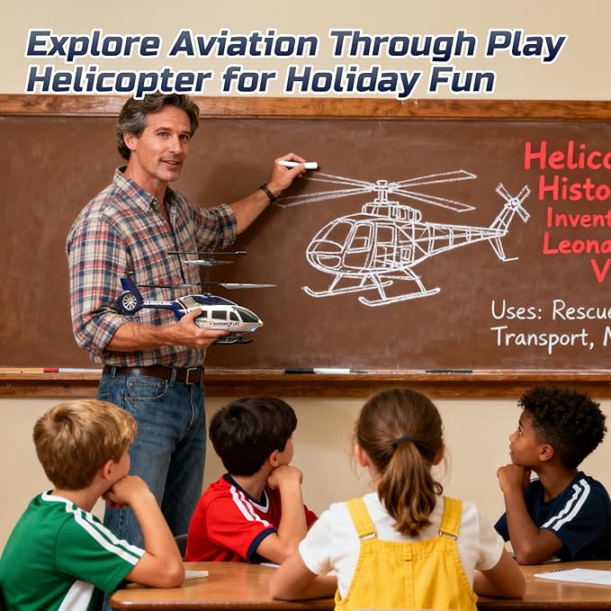 DEERC RC HelicopterRescue Remote Control Helicopter for Kids &amp AdultsToys Helicopter with Altitude Hold One Key take Off/Landing LED Light Low Battery Reminder Gift for Boys Ages 8-12