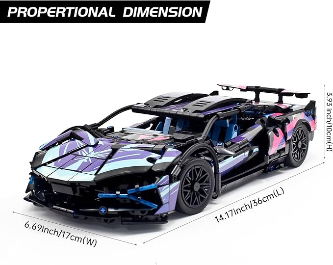 Remote Control Car Building Set 1:14 Technical Sports Racing Car Building Kit with Motors and Rechargeable Battery Toys Gift for Adults &amp Boys Age 12+ (1314 PCS)