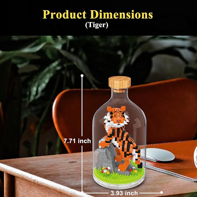 Creative Tiger Toy Building SetAdult Mini Animal Friend SetParty Favors Gift for FriendAnimal Lover Office Home Decor Tiger Building Block KitNew Year Easter Birthday Gift for Family