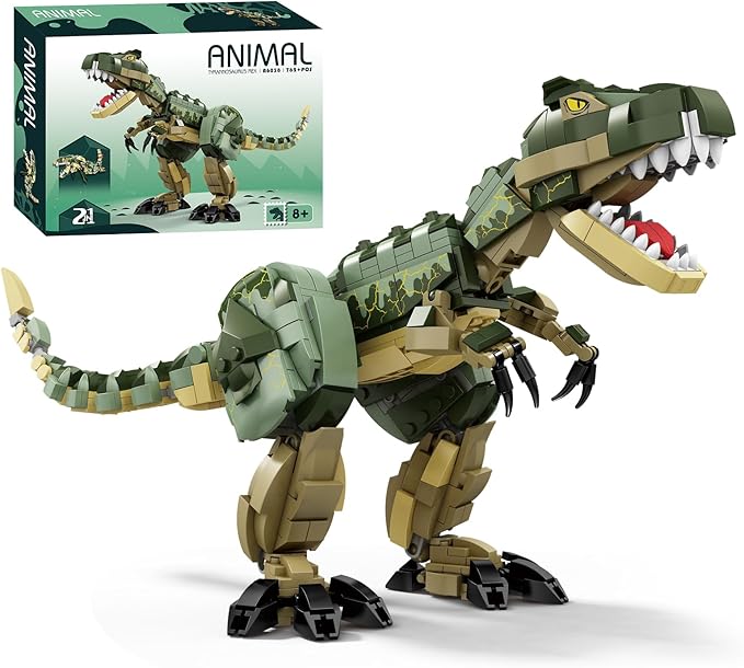 KAZI Dinosaur Toy Building Set for Kids2 in 1 Dino Toys for Boys Ages 8+2 Building Options - T Rex to Mosasaur Dinosaur FiguresGift Idea for BirthdayEaster Basket Stuffers