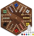 20 in Wooden Fast Track Board Game Original Wahoo Board Game for 6 and 4 Players with Marbles and Dices Burnt Color Board Marble Game(Large)