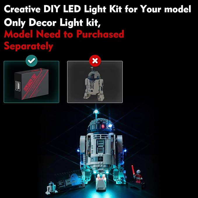 VONADO LED Light Kit Compatible with Lego R2-D2 Brick Built Droid 75379 (No Models Only Light) Creative Lighting Set Accessories Compatible with Lego R2-D2 25th Anniversary Set