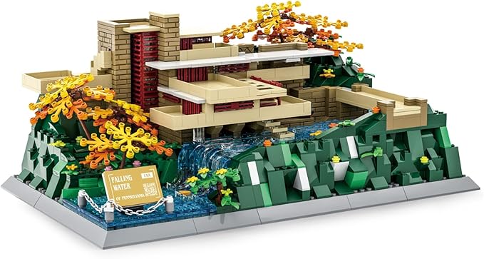 1221Pcs Fallingwater Pennsylvania Building Set World Landmark Architecture Model Collectible Toy for Kids and Adults