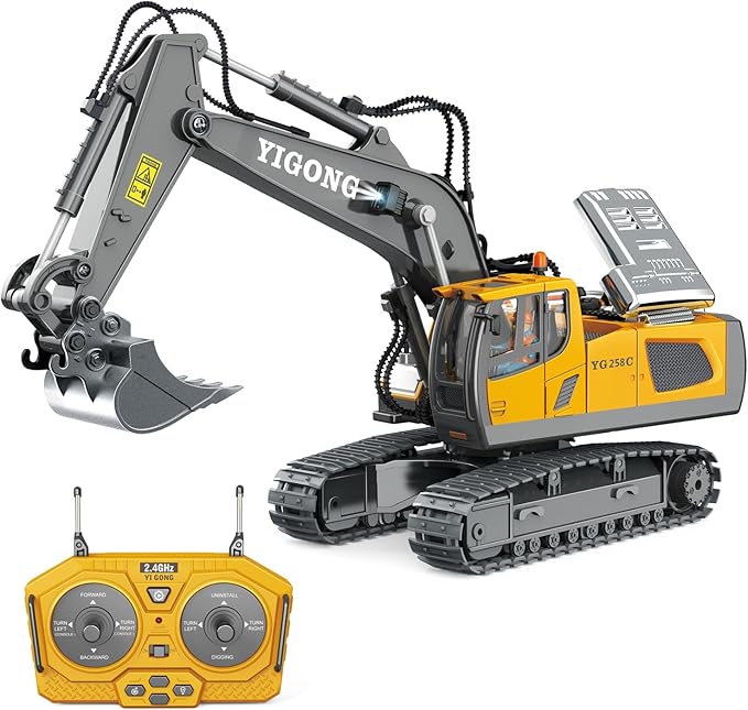 Remote Control Excavator - 1:20 RC Excavator Toys for Boys 14 Channel with Sound/Light RC Digger Construction Toys Gifts for Kids Age 5 6-10 Years Old
