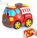Remote Control Car 2.4G Cartoon Emergency Vehicle RC Fire Truck Engine Toys with Lights &amp Music Birthday Gifts for Toddlers Kids Boys &amp Girls 1-5 Years Old (Red)