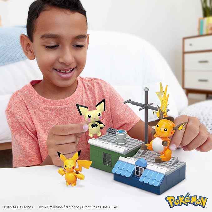 MEGA Pokémon Action Figure Building Toys for Kids Pikachu Evolution Set with 159 Pieces 3 Poseable Characters 8 Year Old Gift Idea