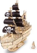 3D Wooden Puzzles for AdultsWooden Toy for Kids and AdultsModel Building KitEducational Brain TeaserBest Educational Christmas Birthday Day Gift for Friends (Wooden Pirate Ship)