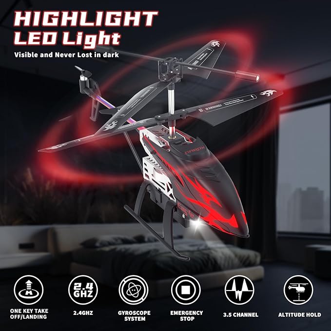 Remote Control Helicopter for Kids with 30-Minute Flight Time LED Light Effects Altitude Hold One-Key Takeoff/Landing for Boys and Girls Ages 6+ Perfect Christmas and Birthday Gifts