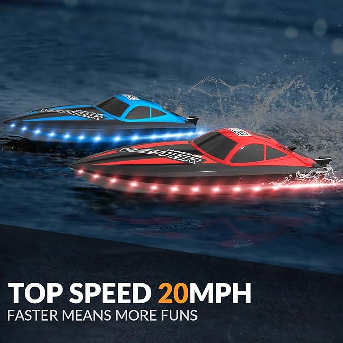 VOLANTEXRC RC Boat 20MPH Fast Remote Control Boat for Adults 2.4Ghz Toy Boat for Pools and Lake with 2 Rechargeable Batteries Toys Gifts for Adults Red