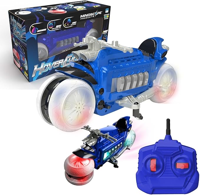 Mindscope Blue HoverCycle Radio Control Stunt Action Light Up LED Vehicle 49 MHz