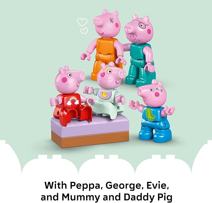 LEGO DUPLO Peppa Pig Family House - Building Toy for Toddlers Ages 2+ - Sensory Toy for Girls &amp Boys - W/ 5 Figures - Birthday Gifts for Kids - 10467