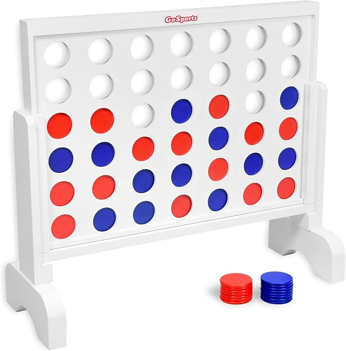 GoSports 2 foot Width Giant 4 in a Row Game with Carrying Case Made from Wood