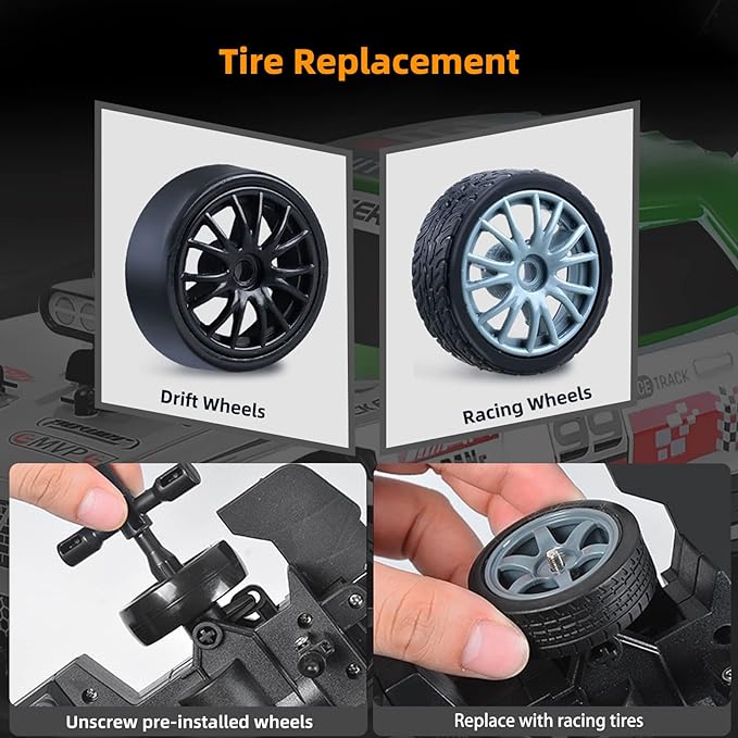 RC Drift Car Drifting RC Car 2.4GHz 1:16 RC Cars 4WD High Speed Remote Control Cars with LED Lights Rechargeable Battery Racing Sport Toy Vehicle for Adults Boys Kids