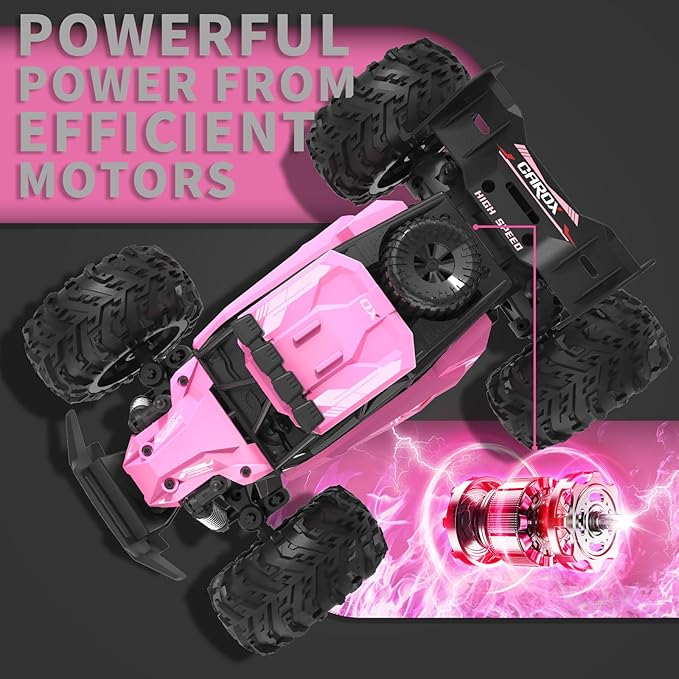 Carox Remote Control Car 2.4GHz 25KM/H High Speed RC Car 1:18 Off-Road Monster Truck with LED Lights and 1800mAh Rechargeable Battery – Ideal Gift for Boys 6+