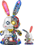 Mechanical Bunny Building Set 1377PCS Cyberpunk Technic Animal Collection Model Kit Creative Rabbit Animal Building Block Toys with Lights&ampDisplay Stand Easter Decor Gift for Boys Girls Adults Te