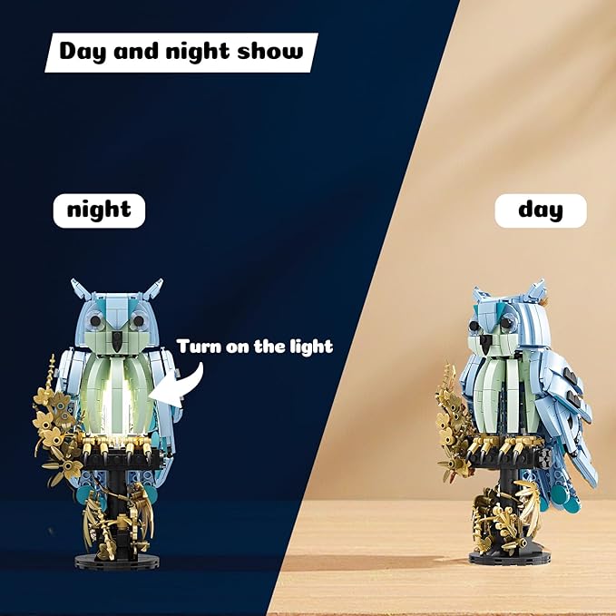 Ideas Magic World Owl Flower Animal Building Set Owl Creative Desk LampCollectible Harry Bird ModelGifts for Adults or Teens Kids 8+ (1288 Pieces)