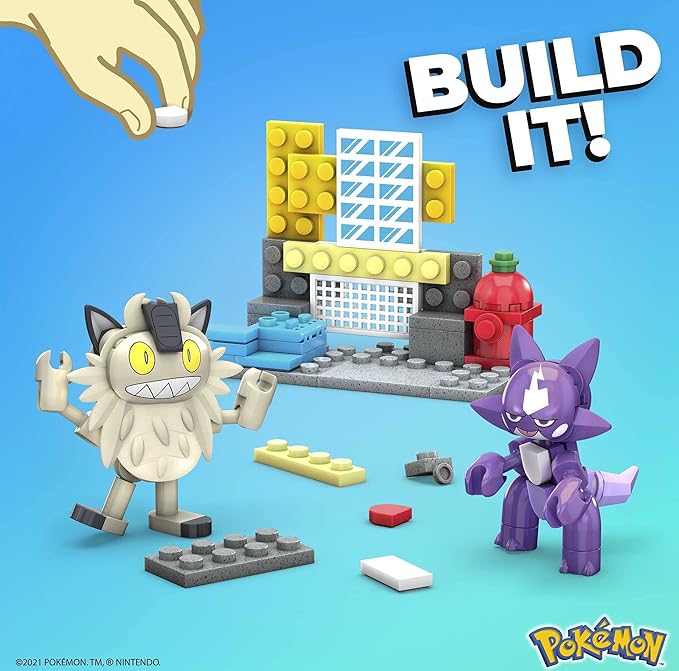 MEGA Pokémon Action Figures Building Toy Collectible Toxel vs. Galarian Meowth with Great Ball