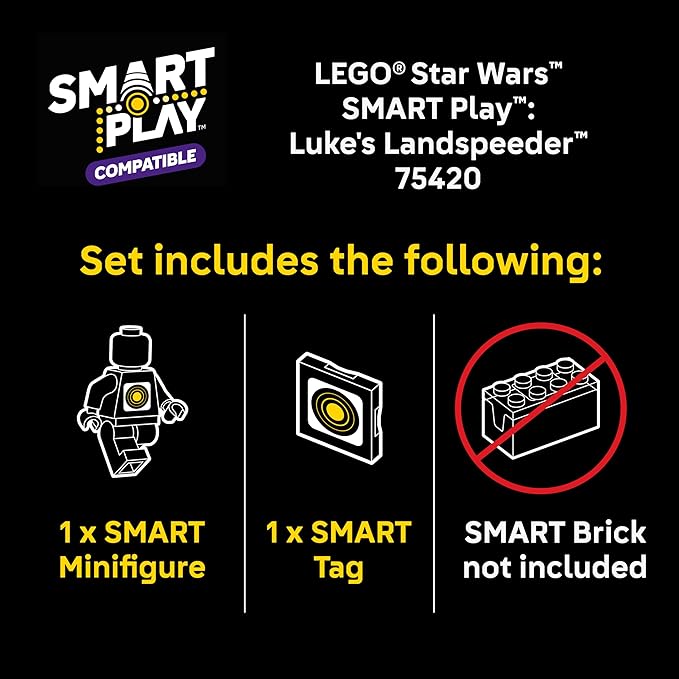 LEGO Star Wars SMART Play: Luke’s Landspeeder - Building Toy for Action Play - Compatible Set with a SMART Tag and 2 Minifigures - Gift for Boys Girls and Kids Ages 6+ - 75420