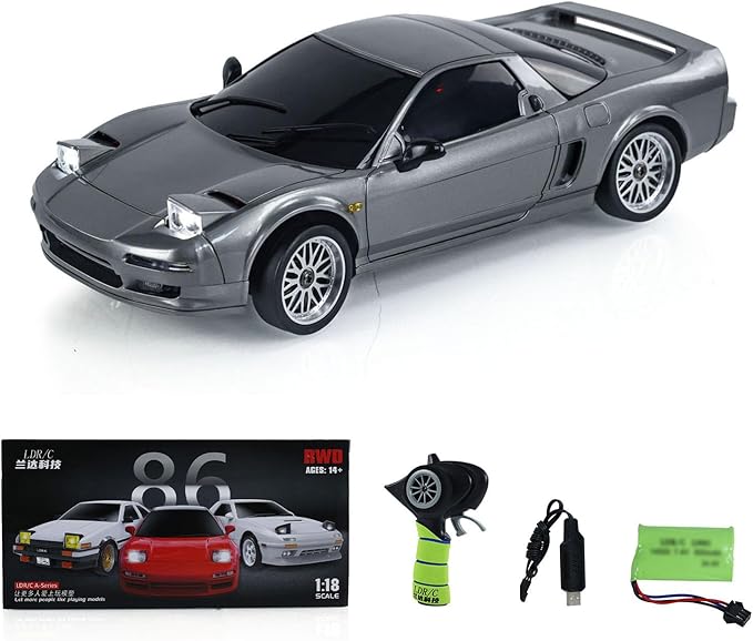 US in Stock 1/18 4X2 RWD RC Racing Drift Car Electric Vehicles Model Gyroscope LDRC LD1803 Light System Motor Servo ESC Hobby Grade Model for Birthday Gift(Grey)