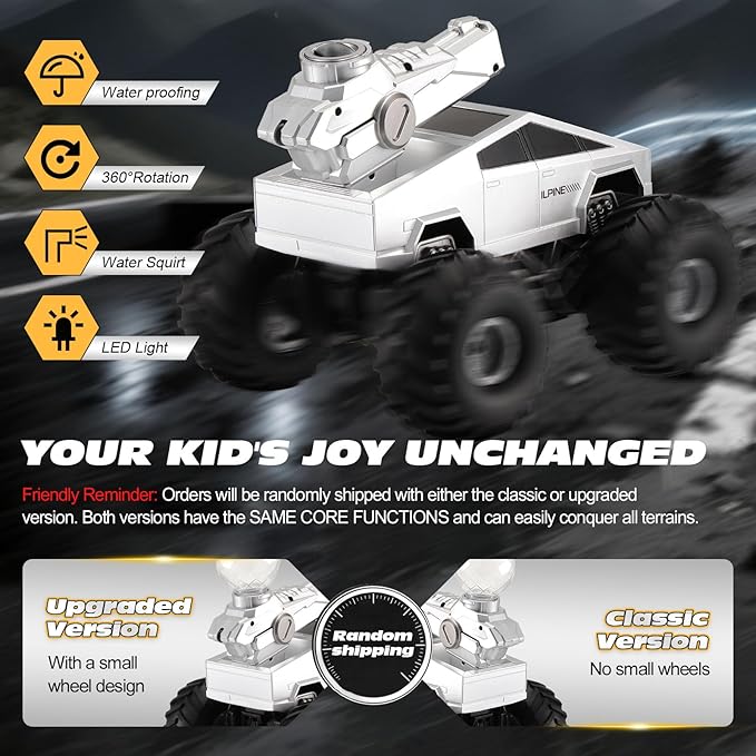 Remote Control RC Truck 1:16 Amphibious Remote Control Car with Water Squirt Waterproof RC Monster Truck 4WD All-Terrain Off-Road Pickup RC Trucks Gift for Kids Boys