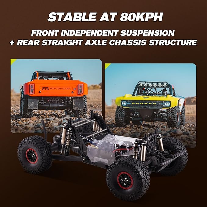 FMS 1/7 Ford Bronco RTR EB Fast RC Truck – Licensed by Ford &amp RTR Vehicles 80km/h Short Course Truck 4WD Brushless RC Car CNC Metal Parts Off-Road Rock Crawler 4x4 for Adults (2025 paint schem
