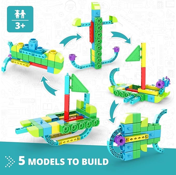 Engino STEAM Labs Learning About Sea Adventures STEAM Toys for Ages 3+ Building Blocks STEM Project for Girls &amp Boys Learning &amp Education Toys Kindergarden Activities (5 Models)