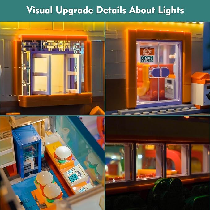 Light kit Compatible with Lego 10352 The Simpsons: Krusty Burger - No Model Only Light LED Lighting Accessories Compatible with Lego 10352 Krusty's Burger Joint (Standard Version)