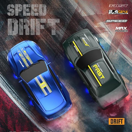 1:43 Scale Mini RC Drift Car 2.4GHz 4WD Desktop RC Drift Car 15KM/h Handheld Racing Mini Vehicle with LED Lights Speed Switching Racing Sport Toy for Adults Teens (Purple)