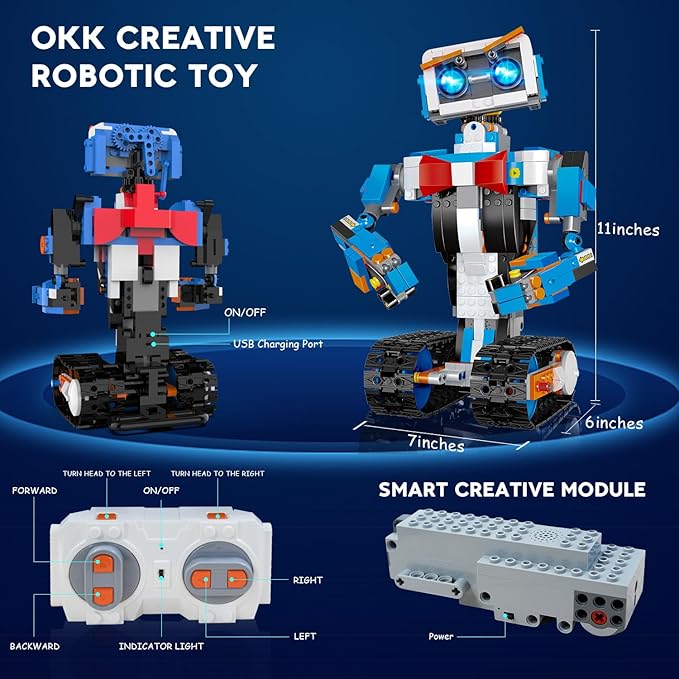 okk Robot Building Toys for Boys STEM Projects for Kids Ages 8-12 Remote &amp APP Controlled Engineering Learning Educational Coding DIY Building Kit Rechargeable Robot Toy Gifts for Girls