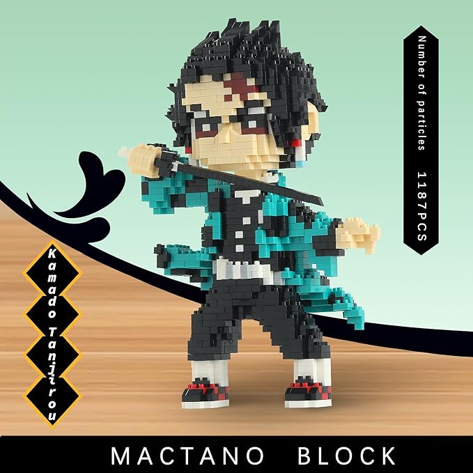 MACTANO Anime Demon Figure Micro Mini Building Set Slayer Tanjiro Kamado Building Block Toy for Adult-1187pcs