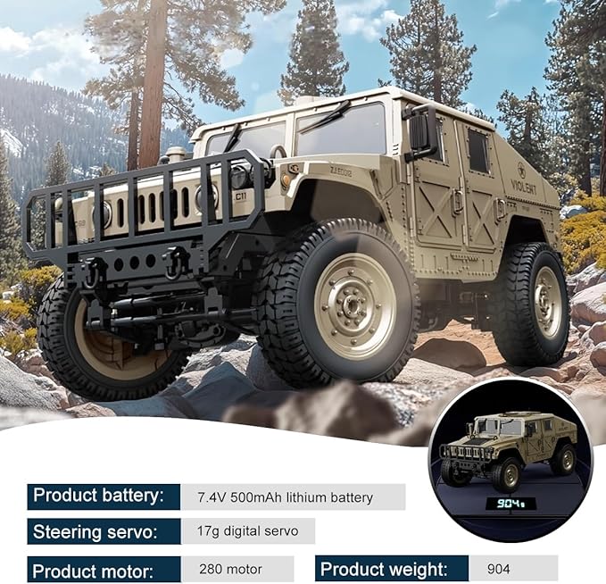 C8835 1:12 Scale Military RC Car with 3 500mah Battery 2.4GHz Remote Control Vehicle Simulation Off-Road Climbing VehicleRemote Control Truck-4x4 Off-Road RC Trucks Army Rock Crawler Humme
