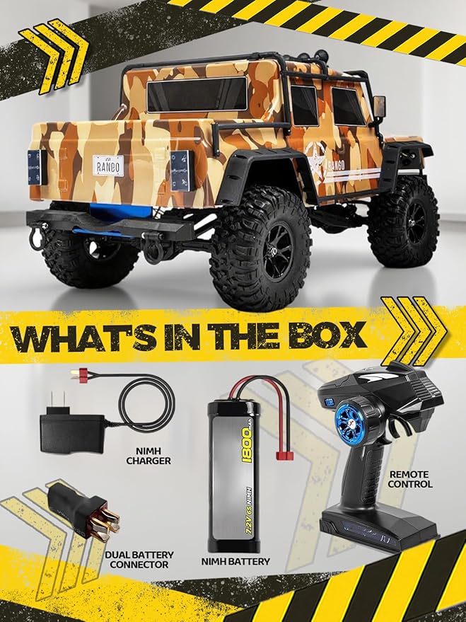 1/8 Scale Fast RC Cars for AdultsMax 10 mph Electric Off-Road Monster TruckWaterproof RC Car 4WD Remote Control Car with 3S Lipo 30+ Min Play All Terrain
