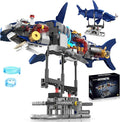 Mechanical Shark Building Set with Lights Rotatable Link Components &amp Display Stand STEM Building Set for Boys 8-14 Home Office Decor for Adults Mechanical Enthusiasts（631PCS）